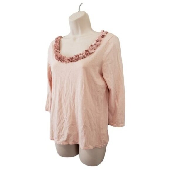 Talbots Super Soft 100% Pima Cotton Top Size SP Ruffle Neck NWOT - Picture 4 of 10